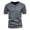 Men's short-sleeve casual shirt with button placket