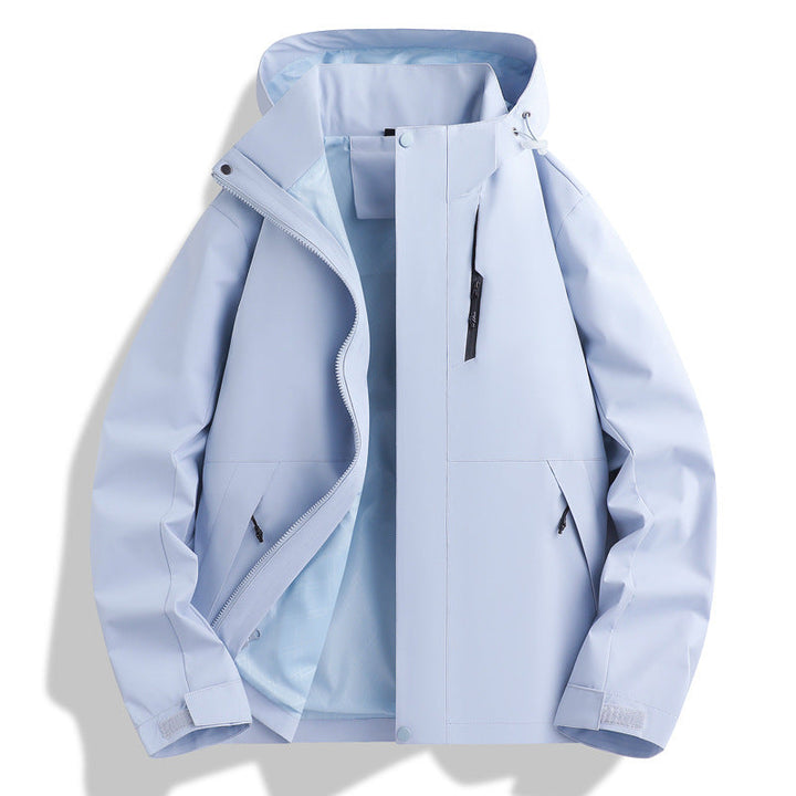 Functional waterproof jacket for men with adjustable hood collar Lune London