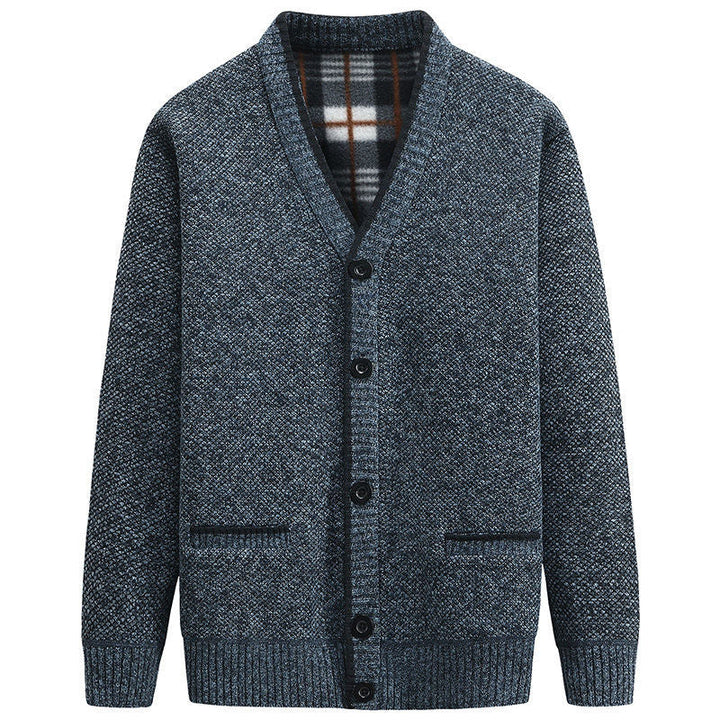 Men's elegant cardigan with V-neck and affectionate details Lune London