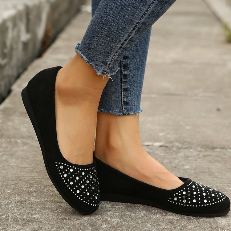 Women's Elegant Ballet Flats with Sparkling Rhinestone Detail and Comfortable Sole Chic und Stil