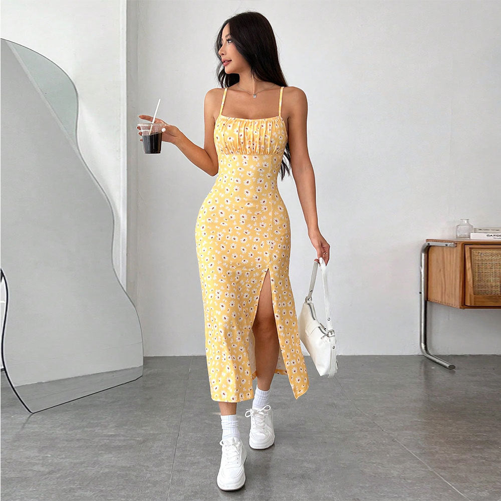 Robe midi femme avec imprimé floral et fente haute Chic & Stil