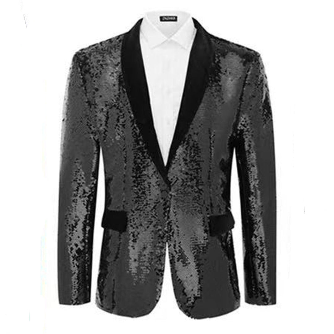 Veste de smoking pour hommes avec paillettes brillantes et col en satin élégant Lune London