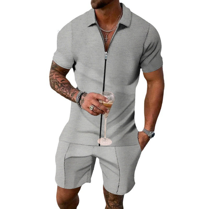 Men's short sleeve suit trendy in structured cotton Lune London