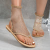 Ladies mesh ankle sandals adorned with rhinestones