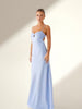 Women's evening dress with seductive spaghetti strap design and elegant slit