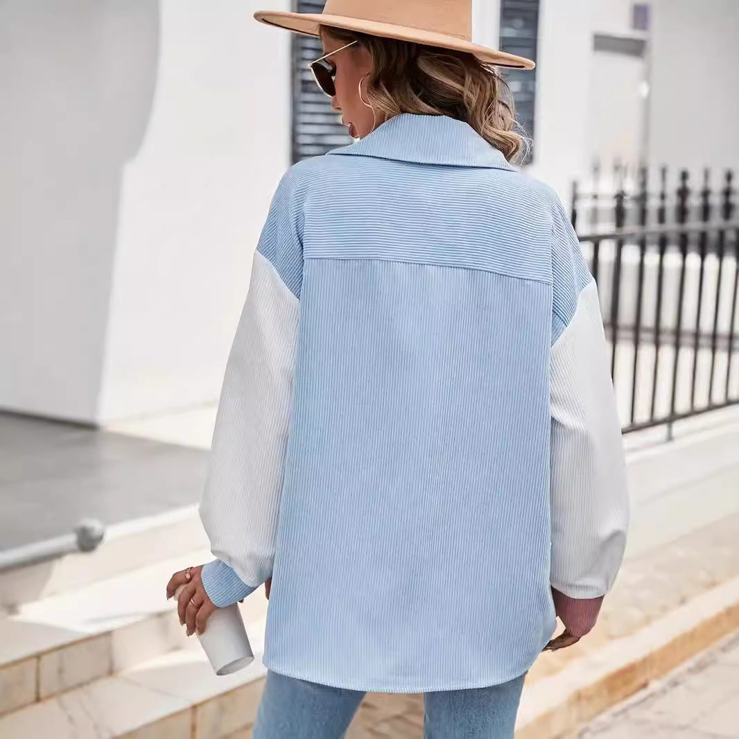 Lune London Women's Corduroy Jacket with Color Block Design