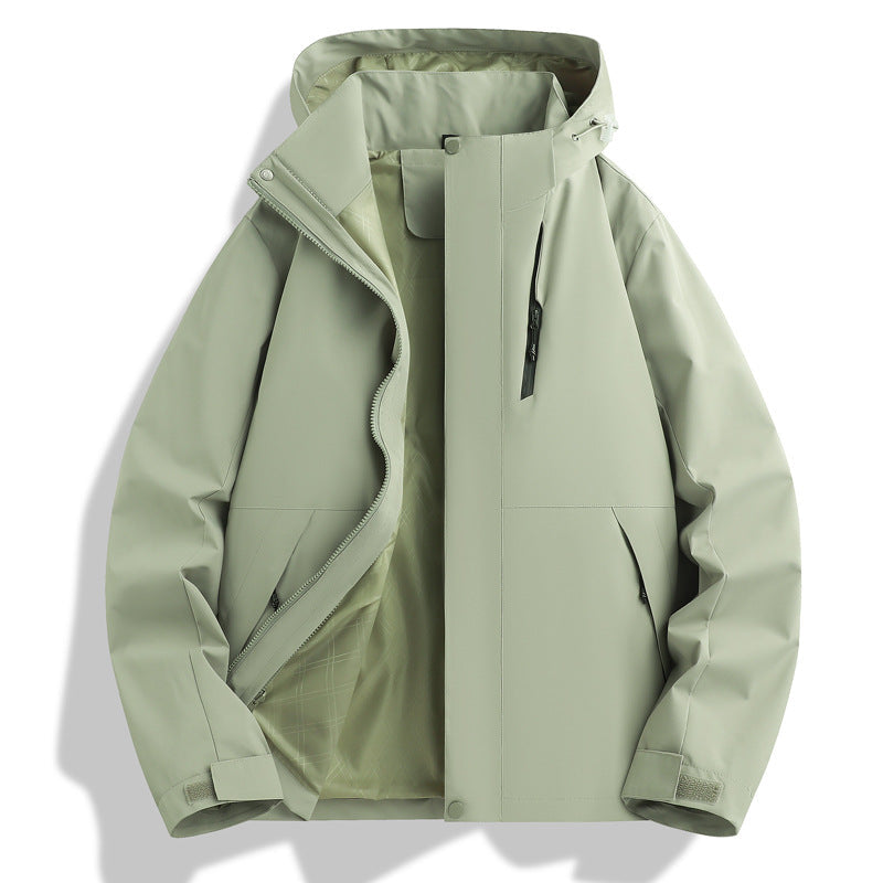 Functional waterproof jacket for men with adjustable hood collar Lune London