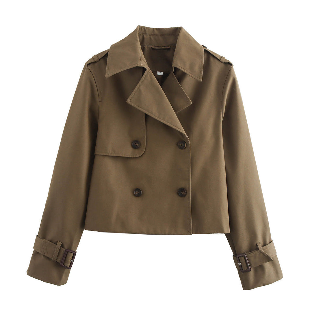 Lune London double-breasted short trench coat for women