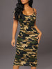 Chic and stylish women's camouflage bodycon midi dress
