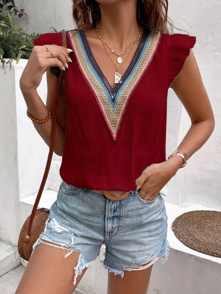 Ladies Elegant Top with Ruffled Neckline Lune London