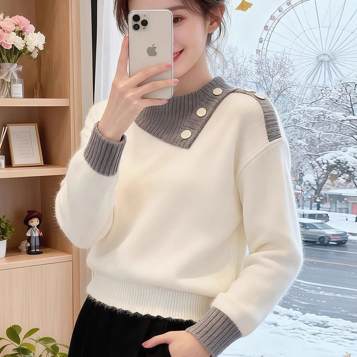Pull en piqué pour femme avec détails en boutons Chic & Stil