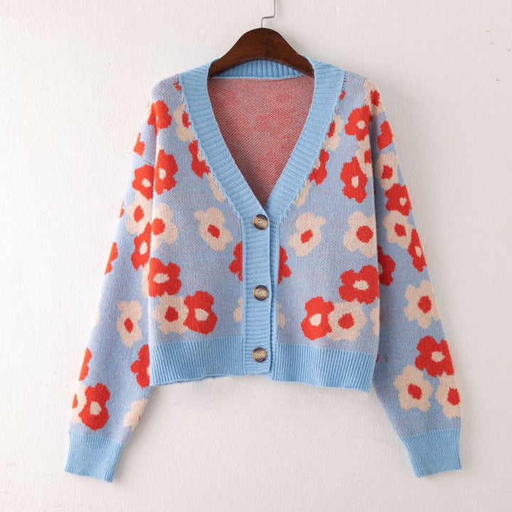 Women's cardigan with floral pattern and button details Lune London