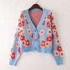 Women's cardigan with floral pattern and button details