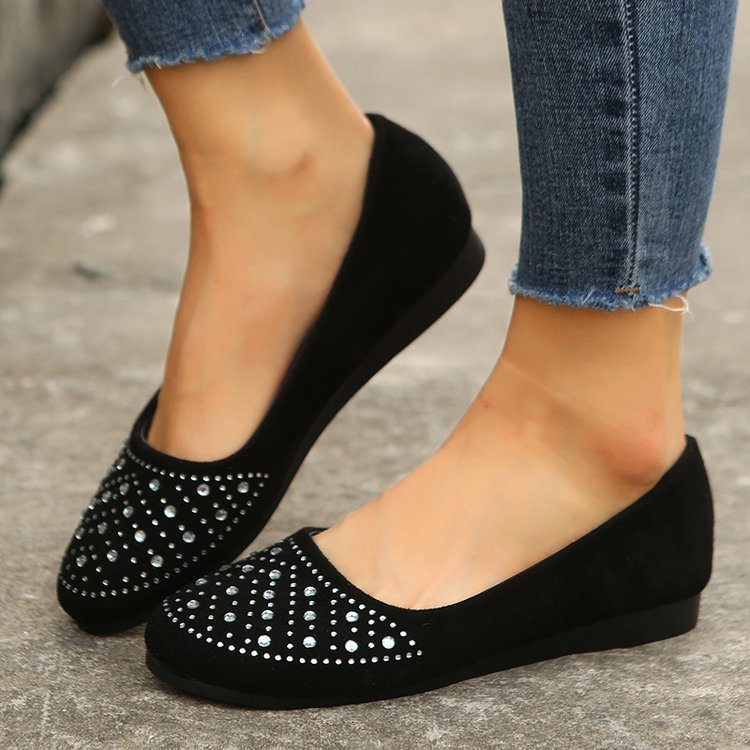 Women's Elegant Ballet Flats with Sparkling Rhinestone Detail and Comfortable Sole Chic und Stil