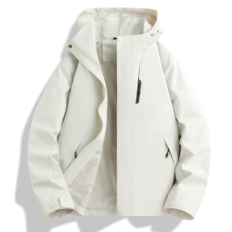 Functional waterproof jacket for men with adjustable hood collar Lune London