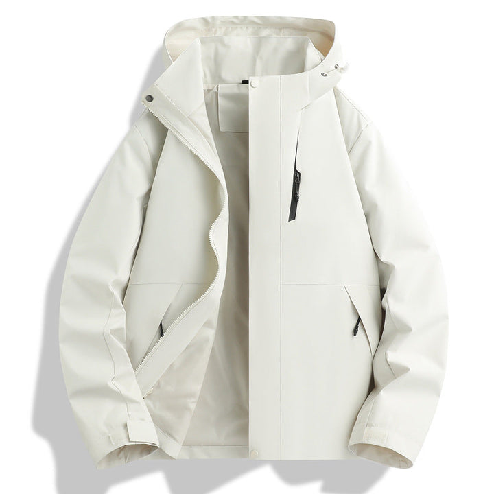 Functional waterproof jacket for men with adjustable hood collar Lune London