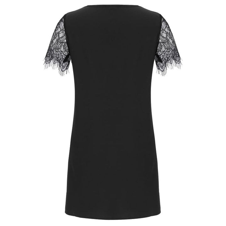 Elegant V-neck shift dress for women with lace sleeves Lune London