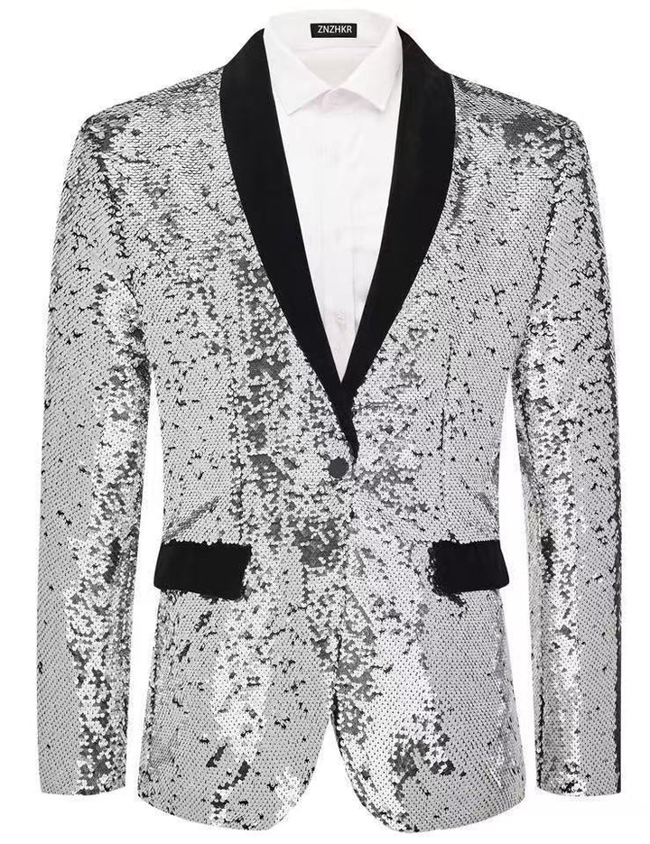 Veste de smoking pour hommes avec paillettes brillantes et col en satin élégant Lune London