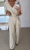 Women Elegant Jumpsuit with tailored cut and wrap belt