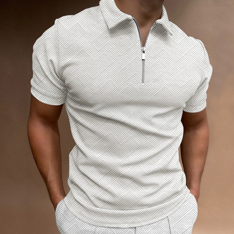 Men's zip polo short sleeves textured Lune London
