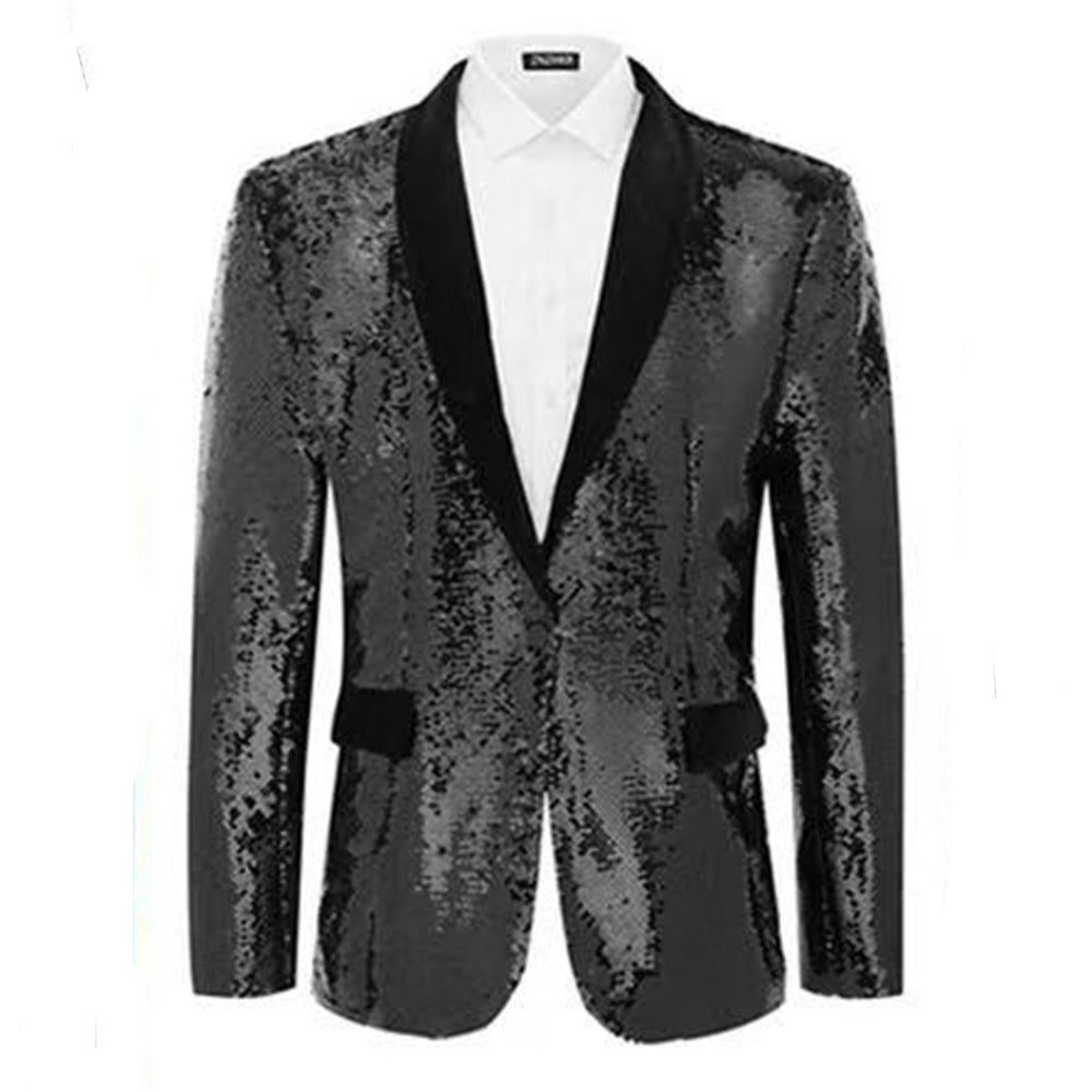Veste de smoking pour hommes avec paillettes brillantes et col en satin élégant Lune London