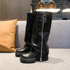 Over-knee women's boots with zipper and adjustable strap