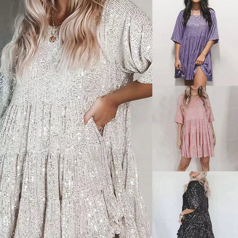 Sparkling mini dress for women with sequins and loose fit Lune London