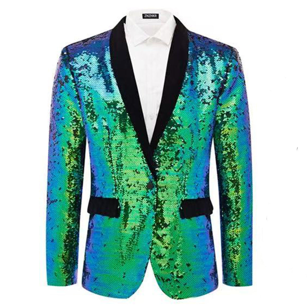 Veste de smoking pour hommes avec paillettes brillantes et col en satin élégant Lune London