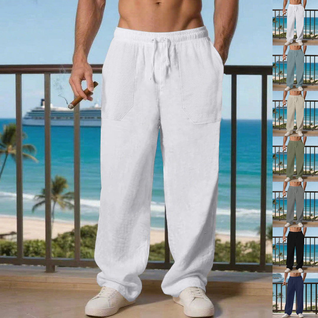 Comfortable beach pants for men with side pockets and elastic waistband Lune London