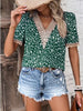 Ladies Embroidered Flowers V Neck Top