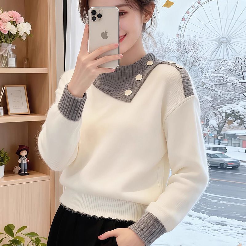 Pull en piqué pour femme avec détails en boutons Chic & Stil