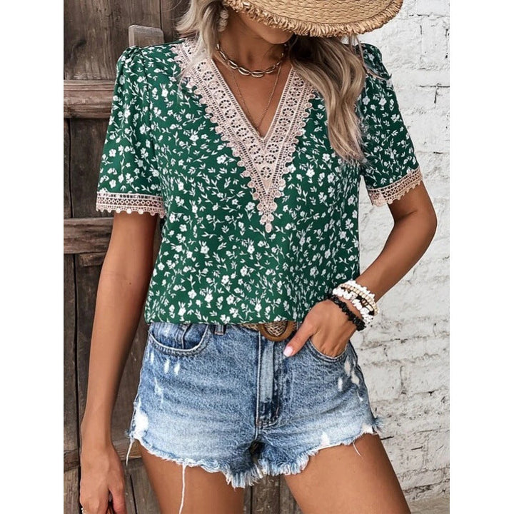 Ladies Embroidered Flowers V Neck Top Lune London