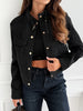 Ladies elegant soft suede jacket with chic button details