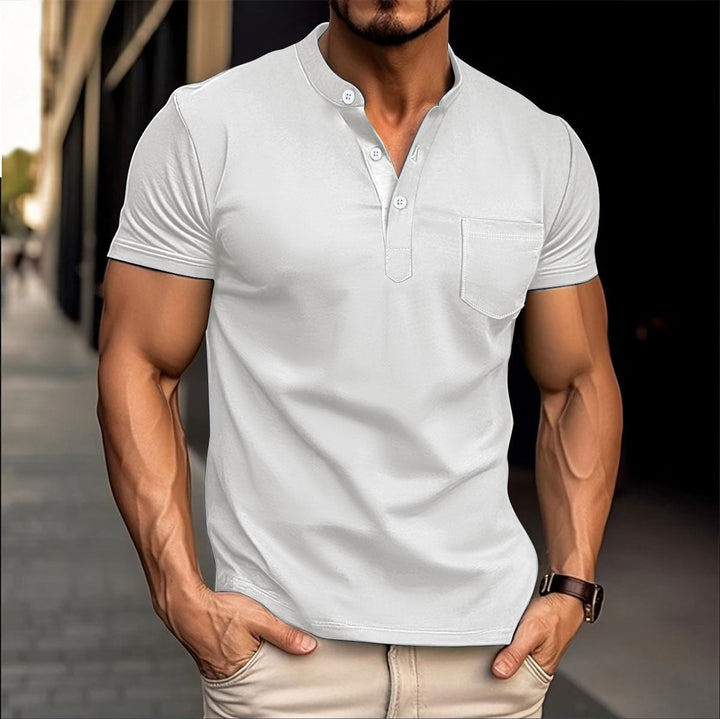 Men's polo with a modern collar and Lune London button details