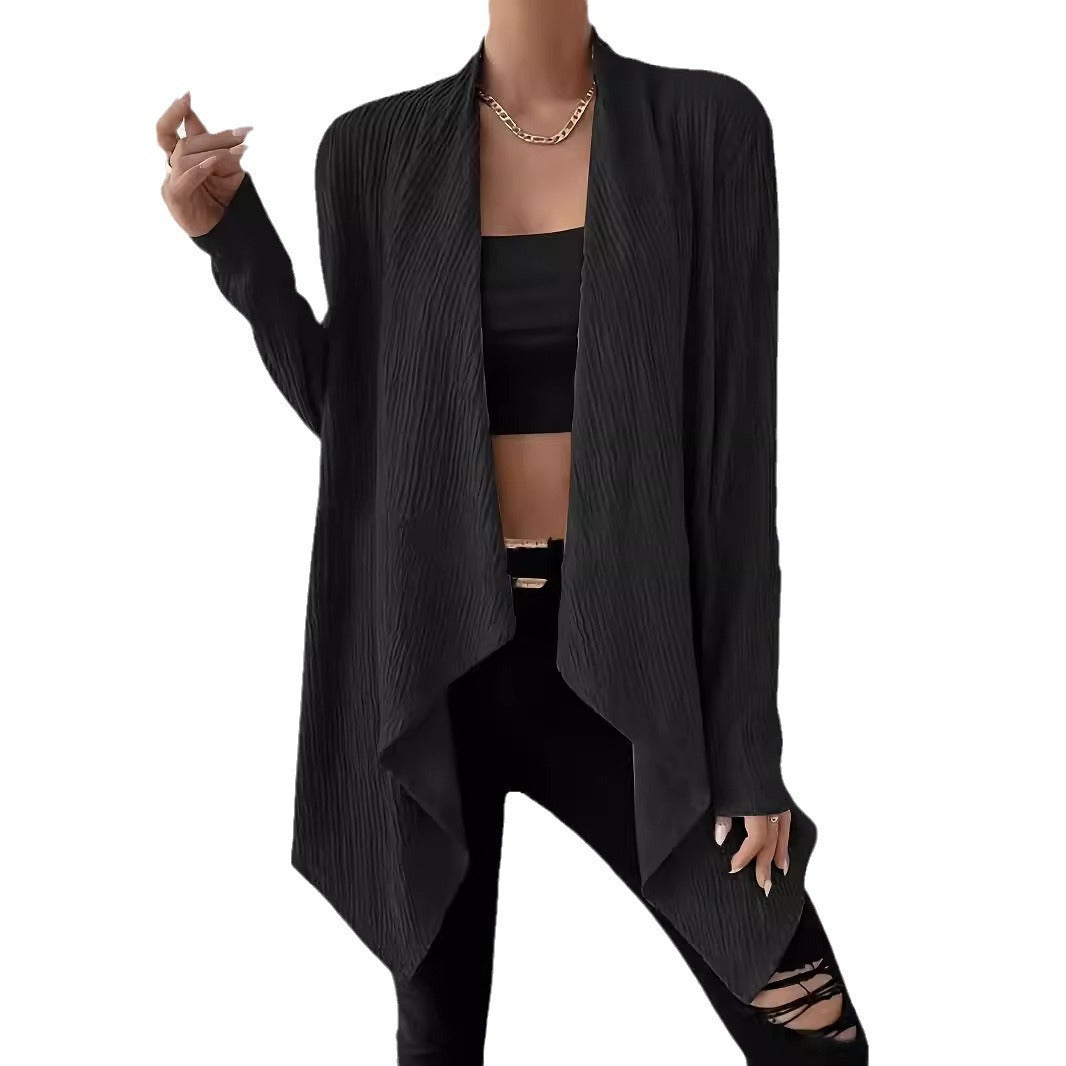 Women’s casual knitted jacket with structured design and open front Lune London