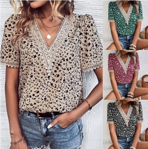 Ladies Embroidered Flowers V Neck Top Lune London