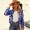 Women Glittering Sequin Bomber Jacket with Contrasting Stripes