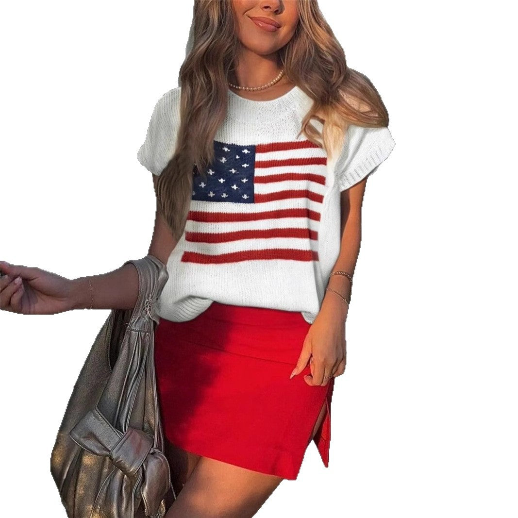 Women's casual knit tank top with flag pattern Lune London