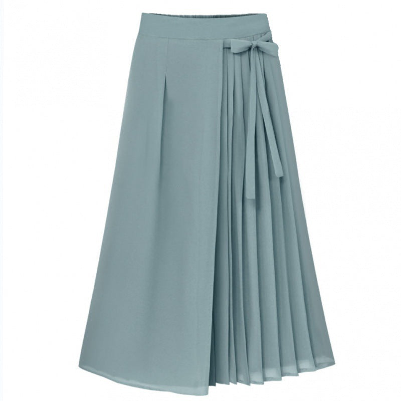 Ladies Pleated Skirt with Waistband and Elegant Draping