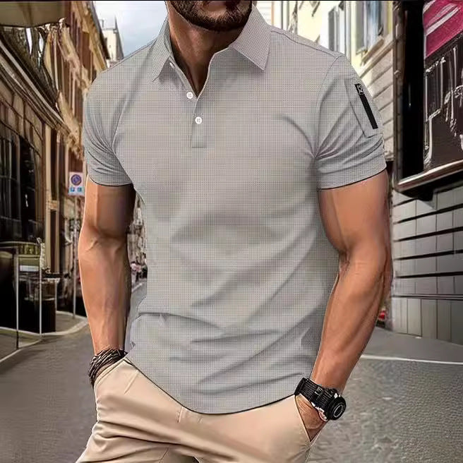 Modern man short-sleeved polo with structured design Chic and Style