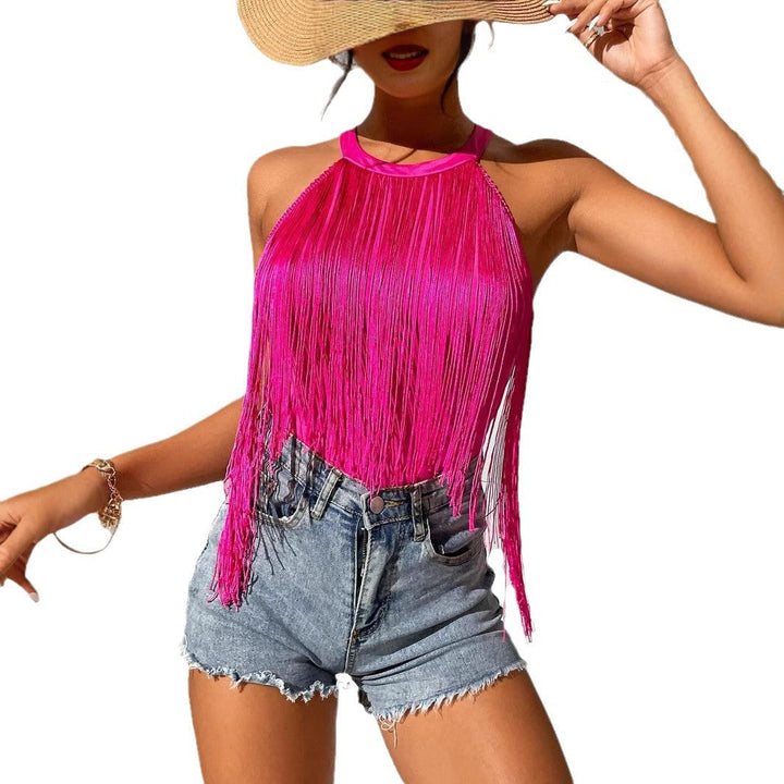 Women's Top with Fringe and Halterneck Design Chic und Stil