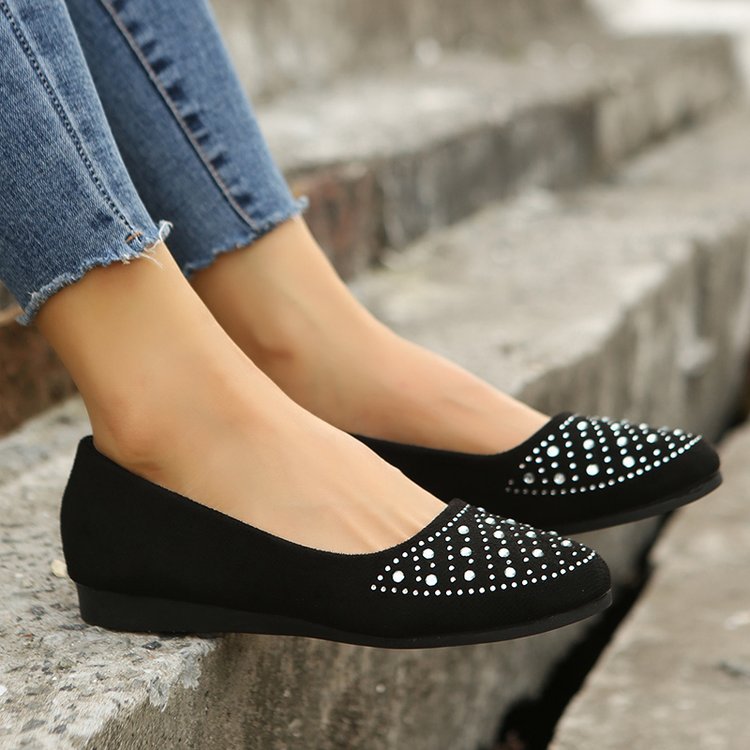 Women's Elegant Ballet Flats with Sparkling Rhinestone Detail and Comfortable Sole Chic und Stil