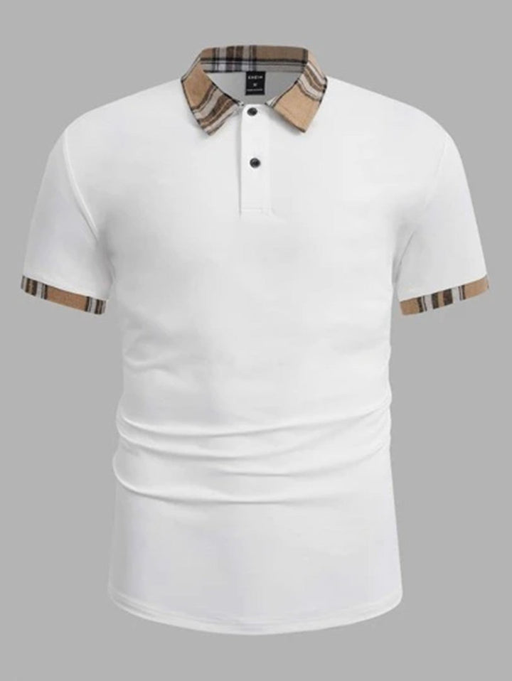 Men's Casual Polished Polo with Checkered Collar Lune London