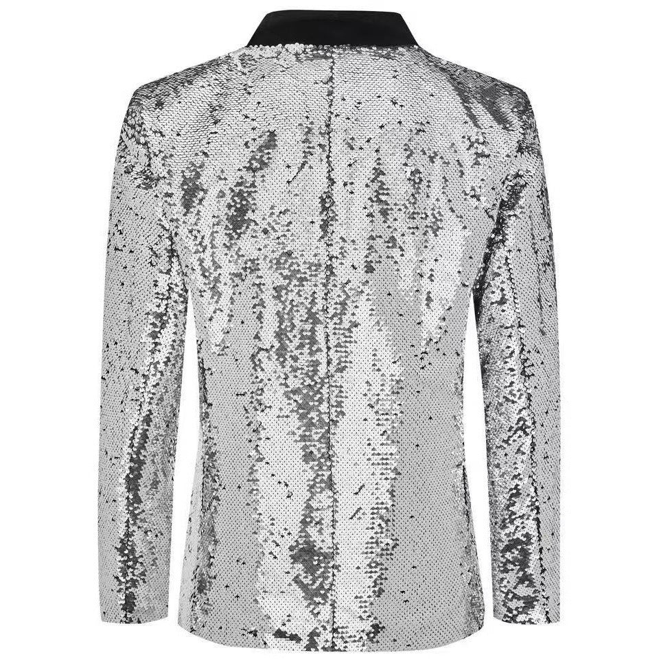 Veste de smoking pour hommes avec paillettes brillantes et col en satin élégant Lune London