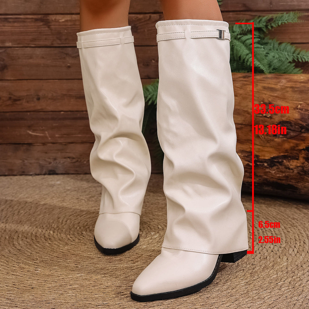 Ladies Elegant Ankle Height Boot in Soft Synthetic Leather with Trendy Pleated Design Lune London
