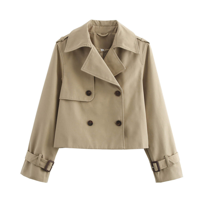 Lune London double-breasted short trench coat for women
