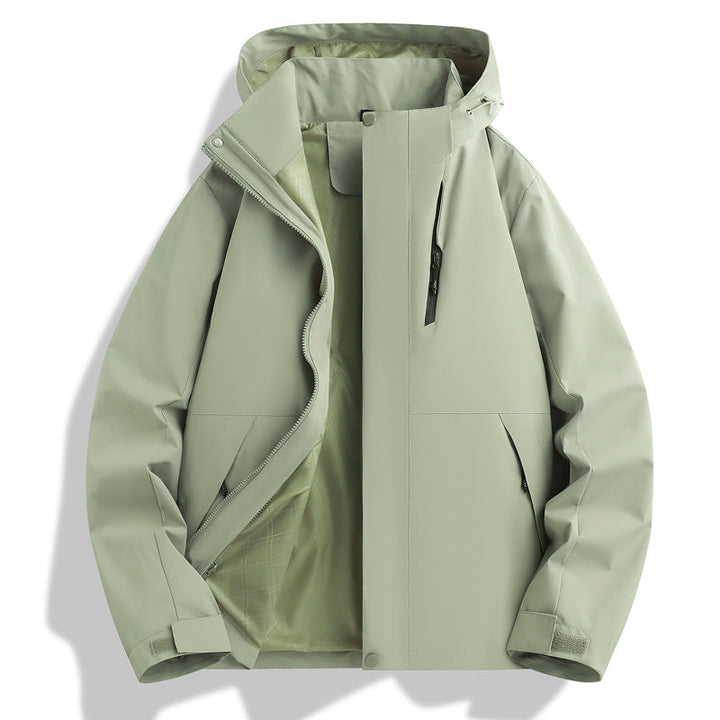 Functional waterproof jacket for men with adjustable hood collar Lune London