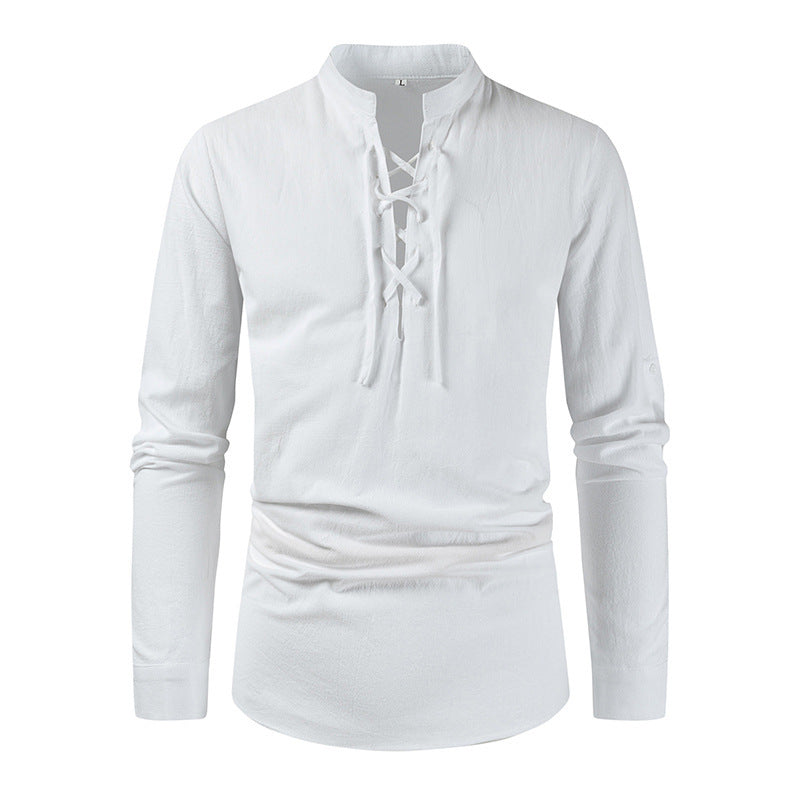 Casual long sleeve shirt for men with lace-up closure Lune London