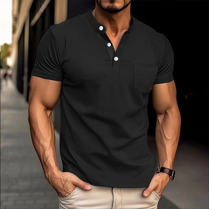 Men's polo with a modern collar and Lune London button details