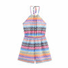 Women's bodysuit with a refined zigzag pattern and adjustable straps
